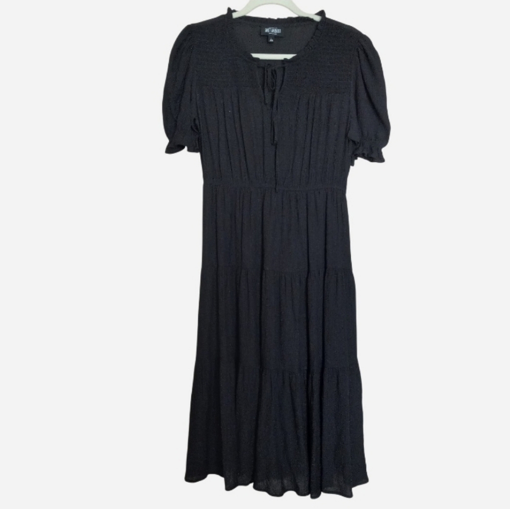 Sweet Wanderer Whimsy Goth Tiered Gauze Midi Dress
